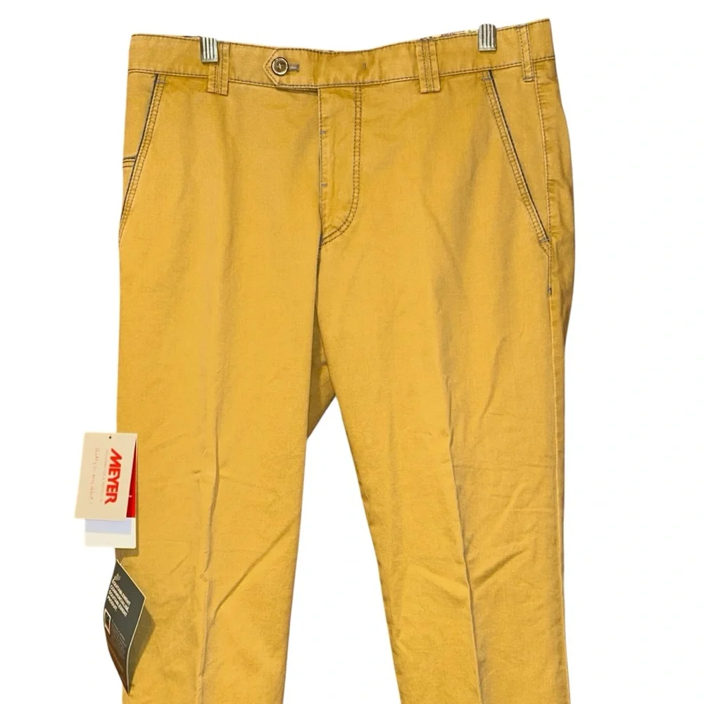 Meyer‎ Mens New York Chinos Size 32x30 42C/92 Yellow Slim Fit Dress Pants NWT